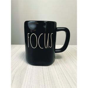 Rae Dunn - black “FOCUS” coffee mug.